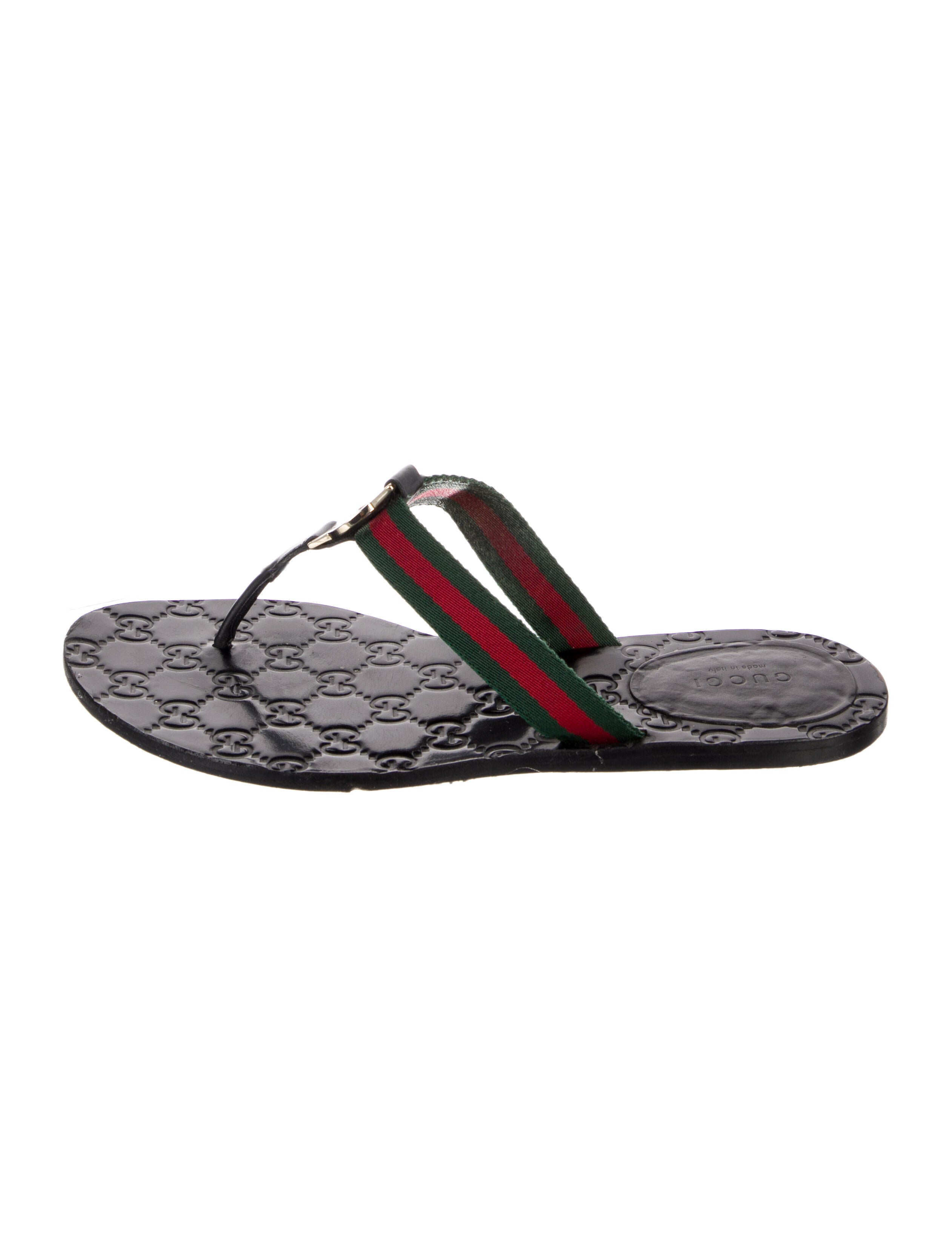 Gucci Web Accent Leather Slides