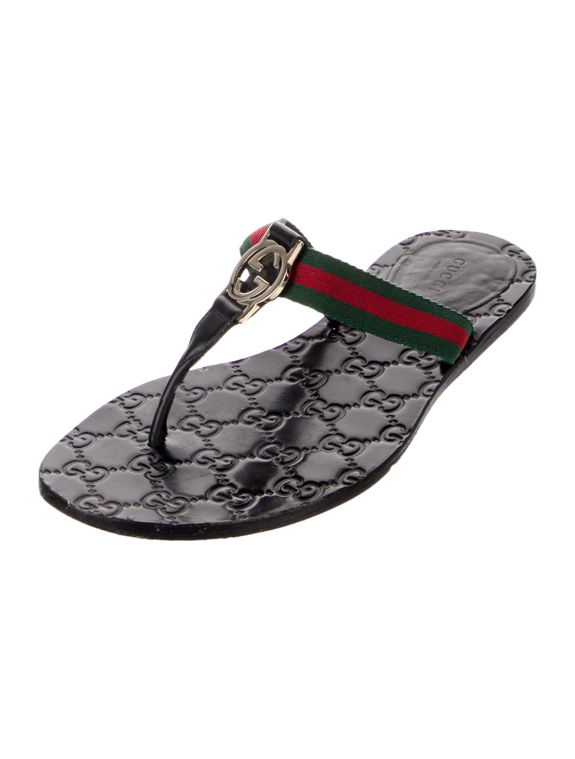 Gucci Web Accent Leather Slides
