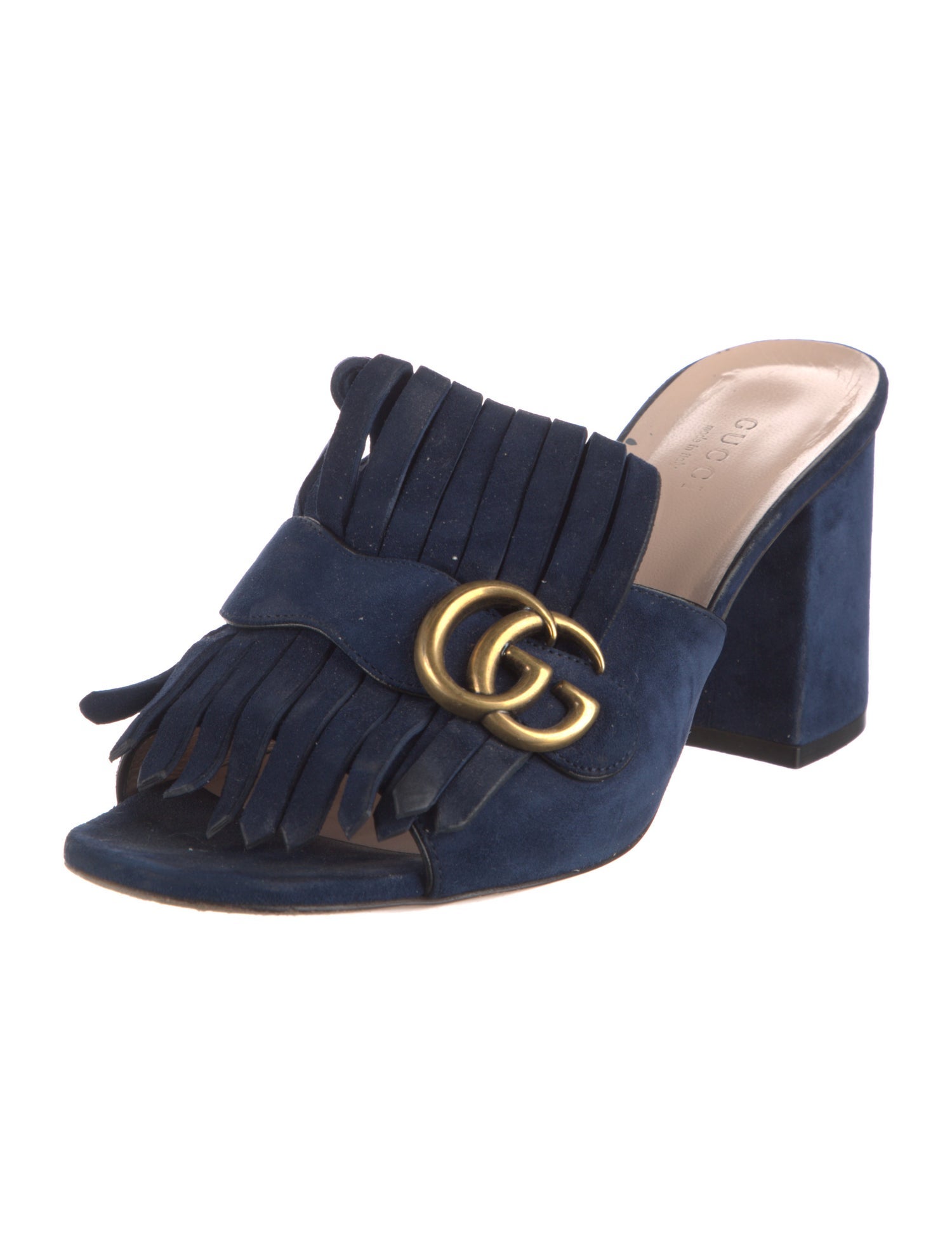 Gucci Double G Logo Suede Slides