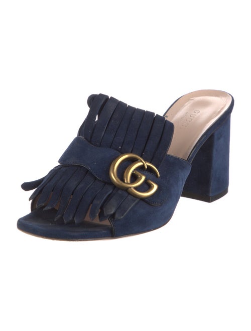 Gucci Double G Logo Suede Slides