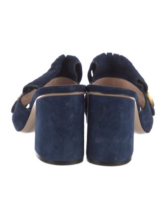 Gucci Double G Logo Suede Slides