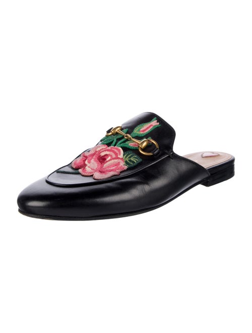 Gucci Leather Embroidered Accent Mules
