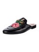 Gucci Leather Embroidered Accent Mules