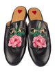 Gucci Leather Embroidered Accent Mules