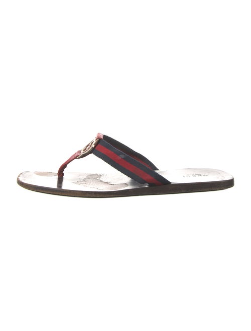 Gucci Web Accent Canvas Flip Flops