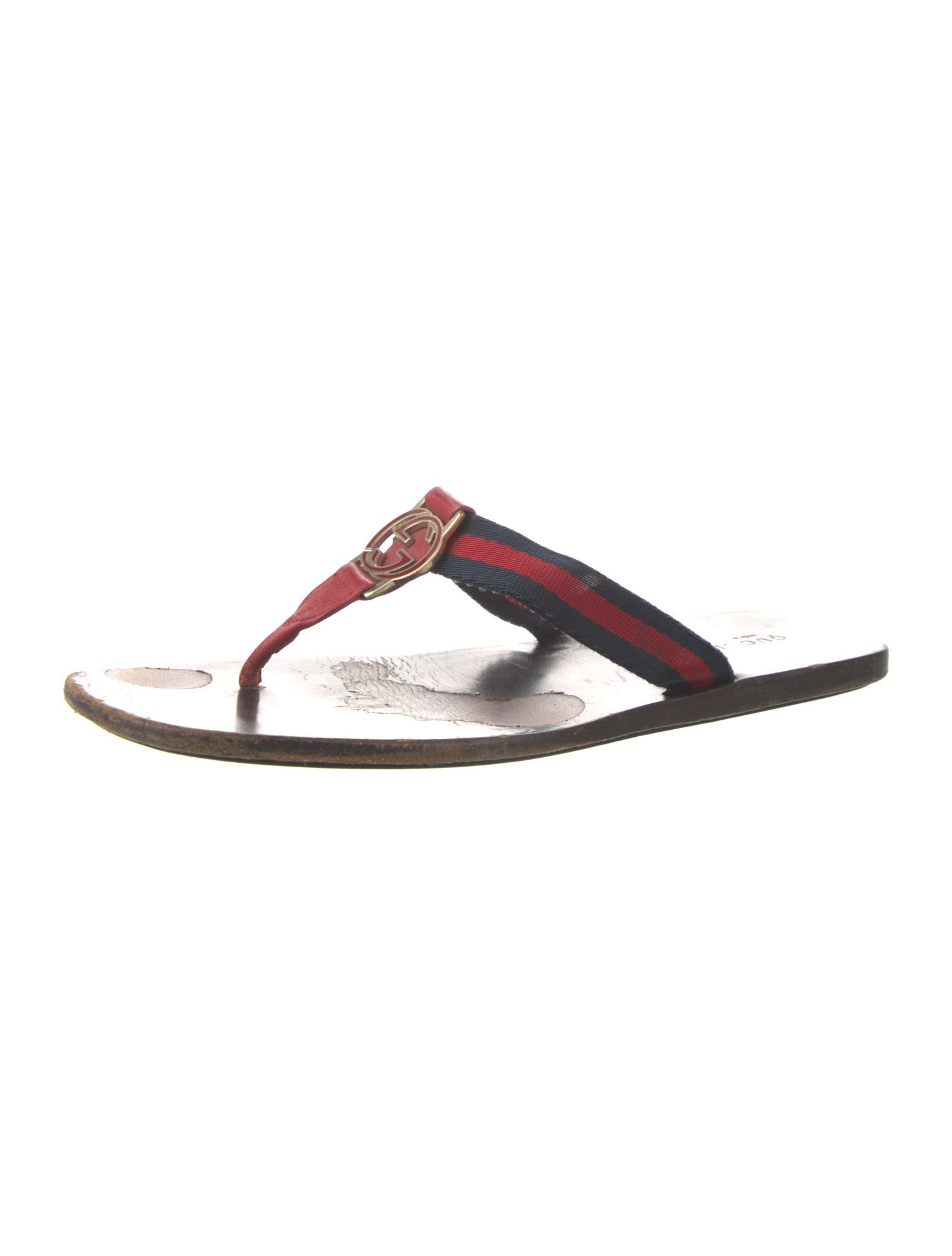 Gucci Web Accent Canvas Flip Flops