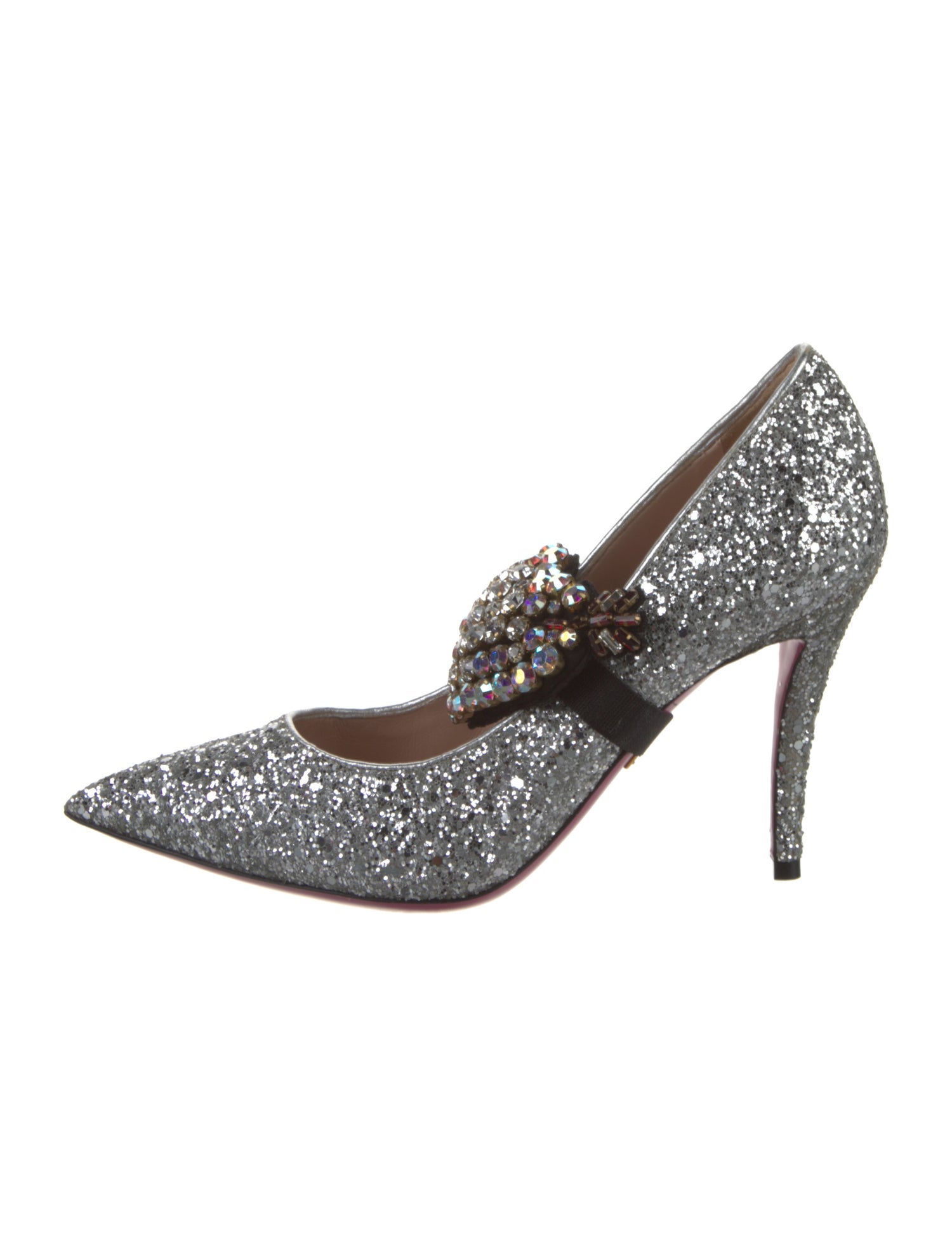 Gucci Glitter Crystal Embellishments Pumps