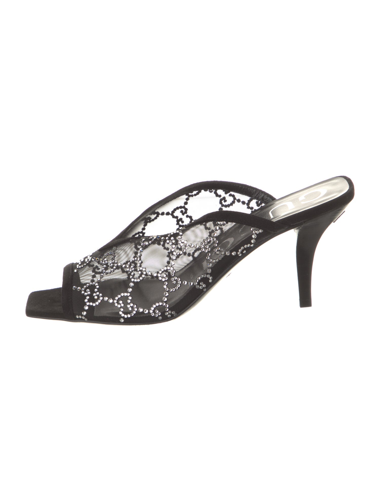 Gucci Mesh Crystal Embellishments Slides