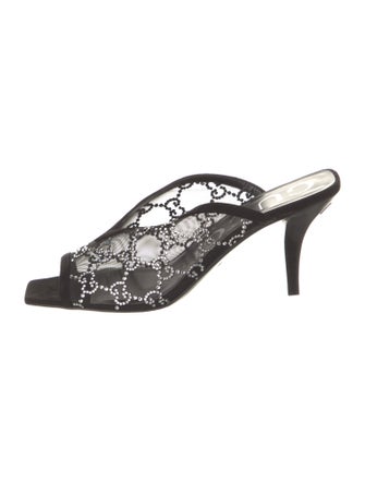 Gucci Mesh Crystal Embellishments Slides