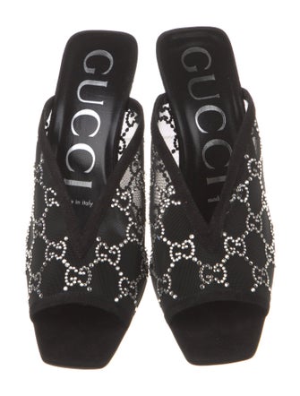 Gucci Mesh Crystal Embellishments Slides