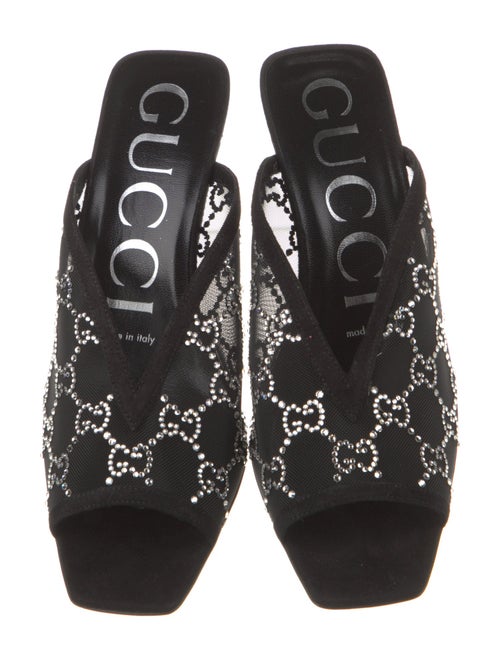 Gucci Mesh Crystal Embellishments Slides