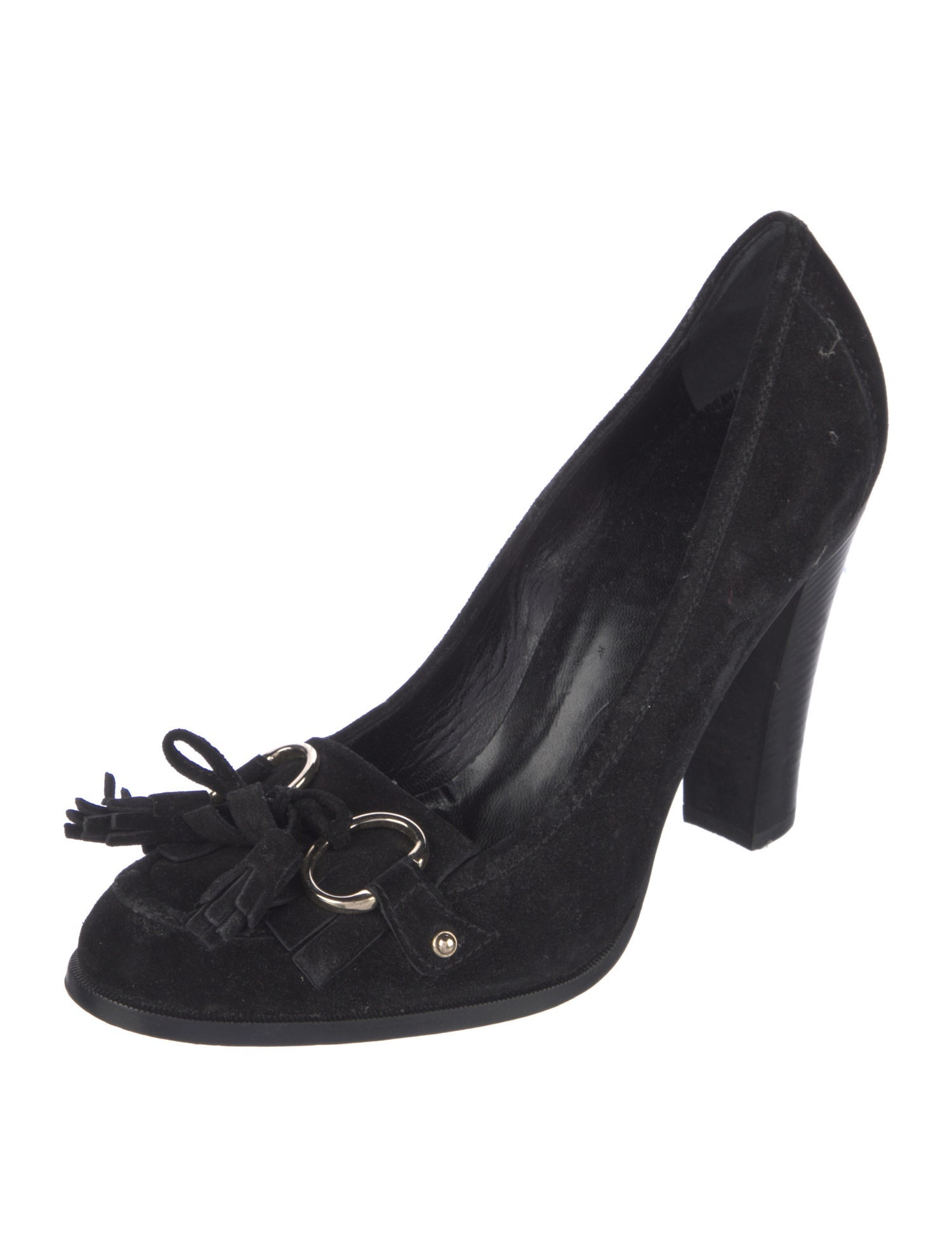 Gucci Horsebit Accent Suede Pumps