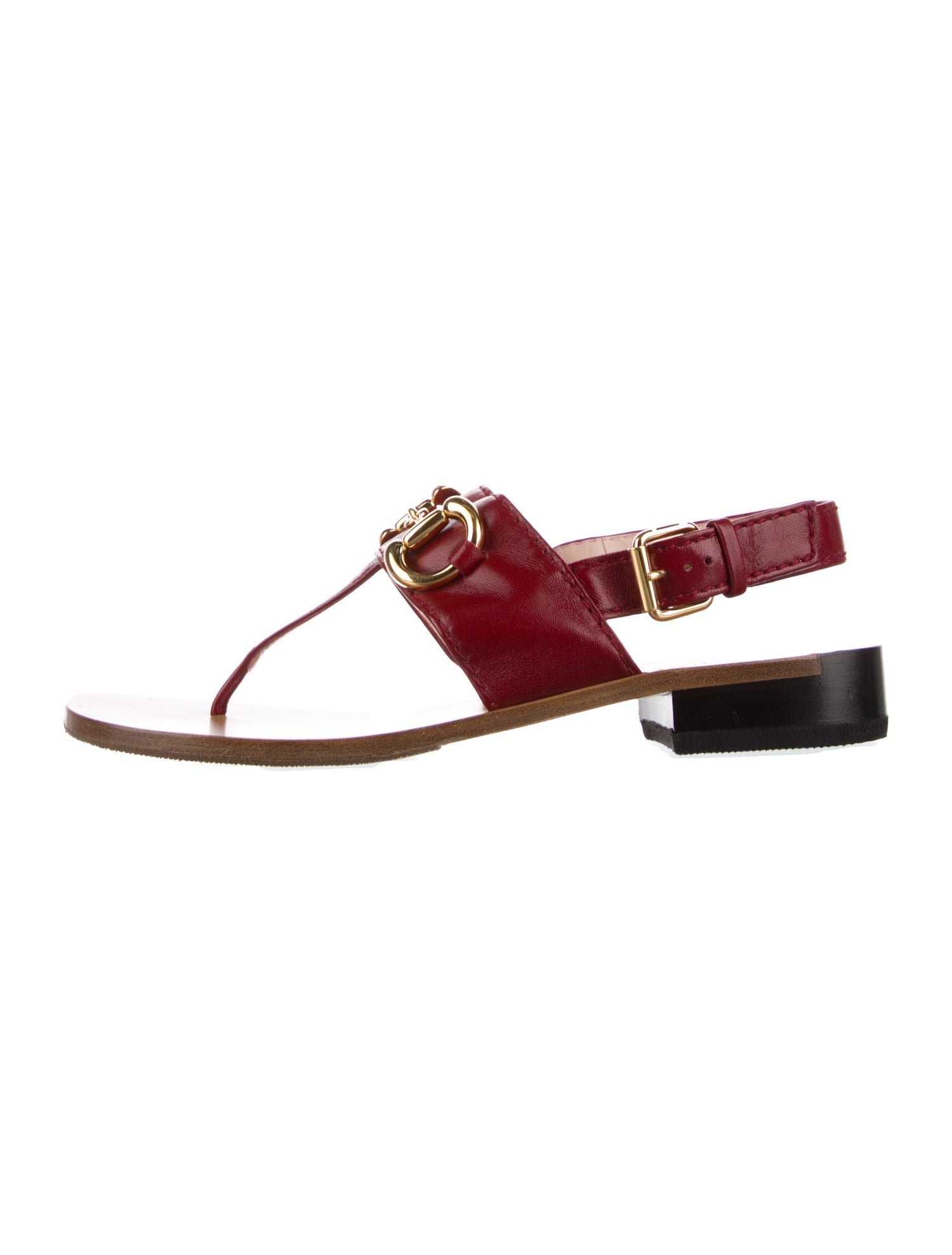 Gucci 1955 Horsebit Accent Leather T-Strap Sandals