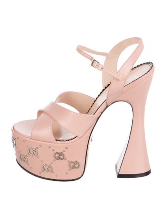 Gucci GG Logo Leather Slingback Sandals