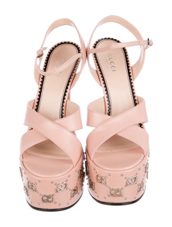 Gucci GG Logo Leather Slingback Sandals