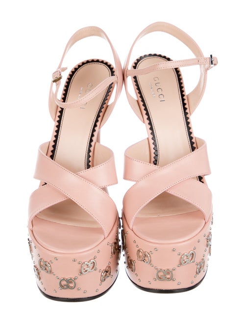 Gucci GG Logo Leather Slingback Sandals