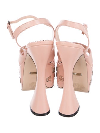 Gucci GG Logo Leather Slingback Sandals