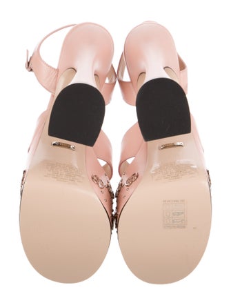 Gucci GG Logo Leather Slingback Sandals