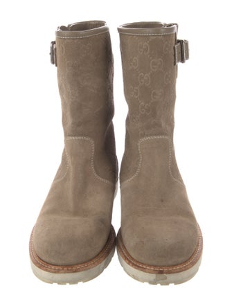 Gucci GG Signature Suede Moto Boots