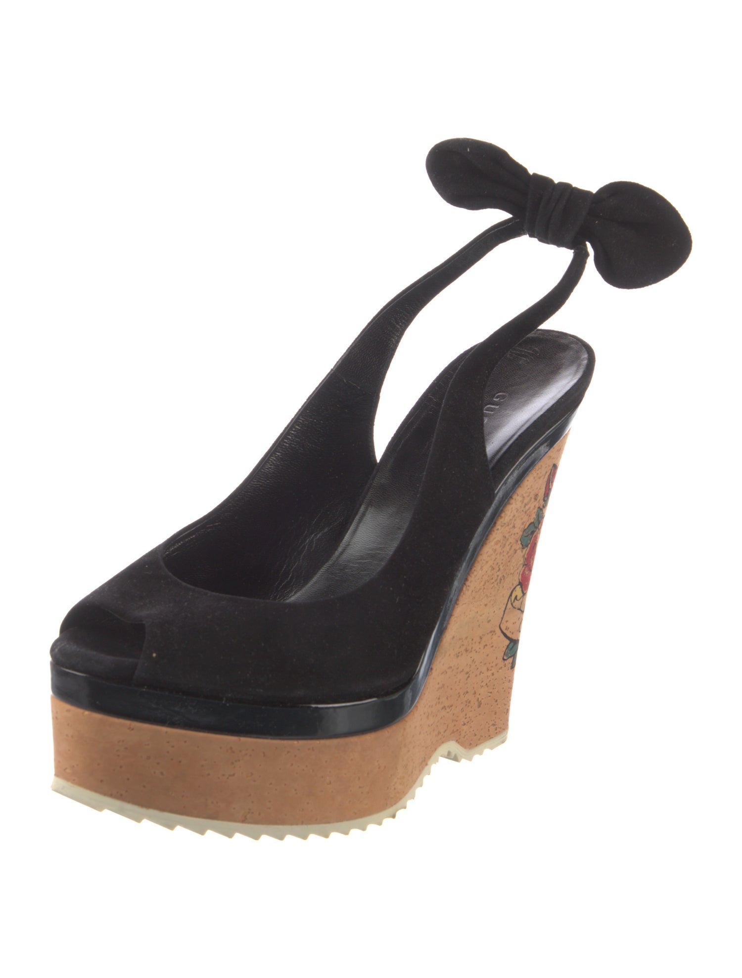 Gucci Suede Colorblock Pattern Slingback Pumps