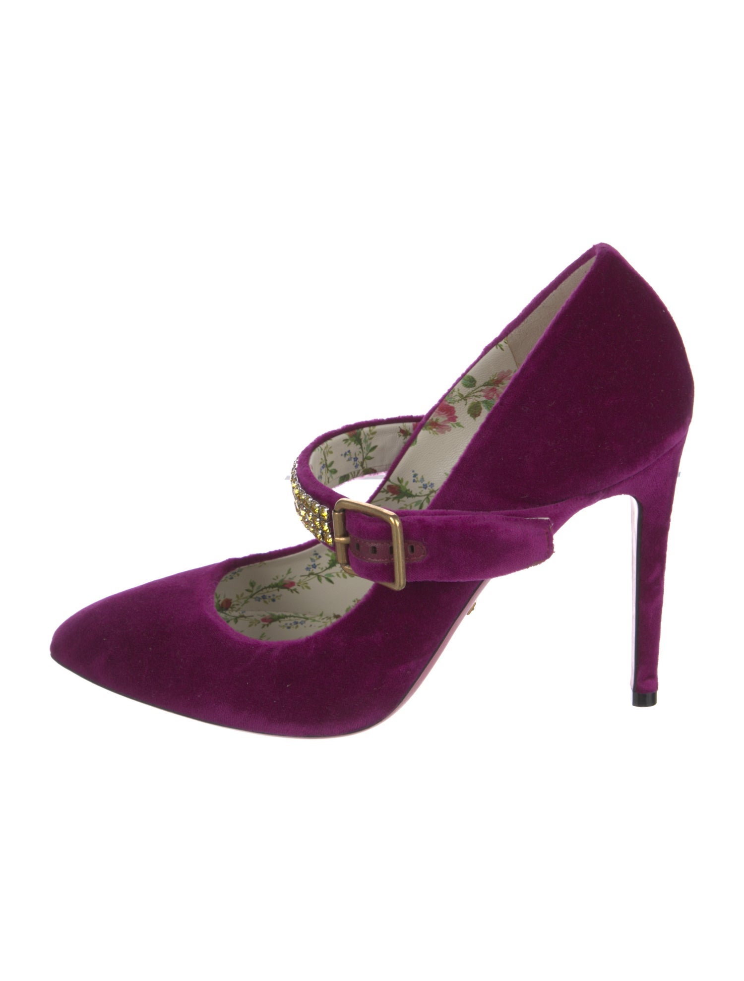 Gucci Velvet Crystal Embellishments Pumps