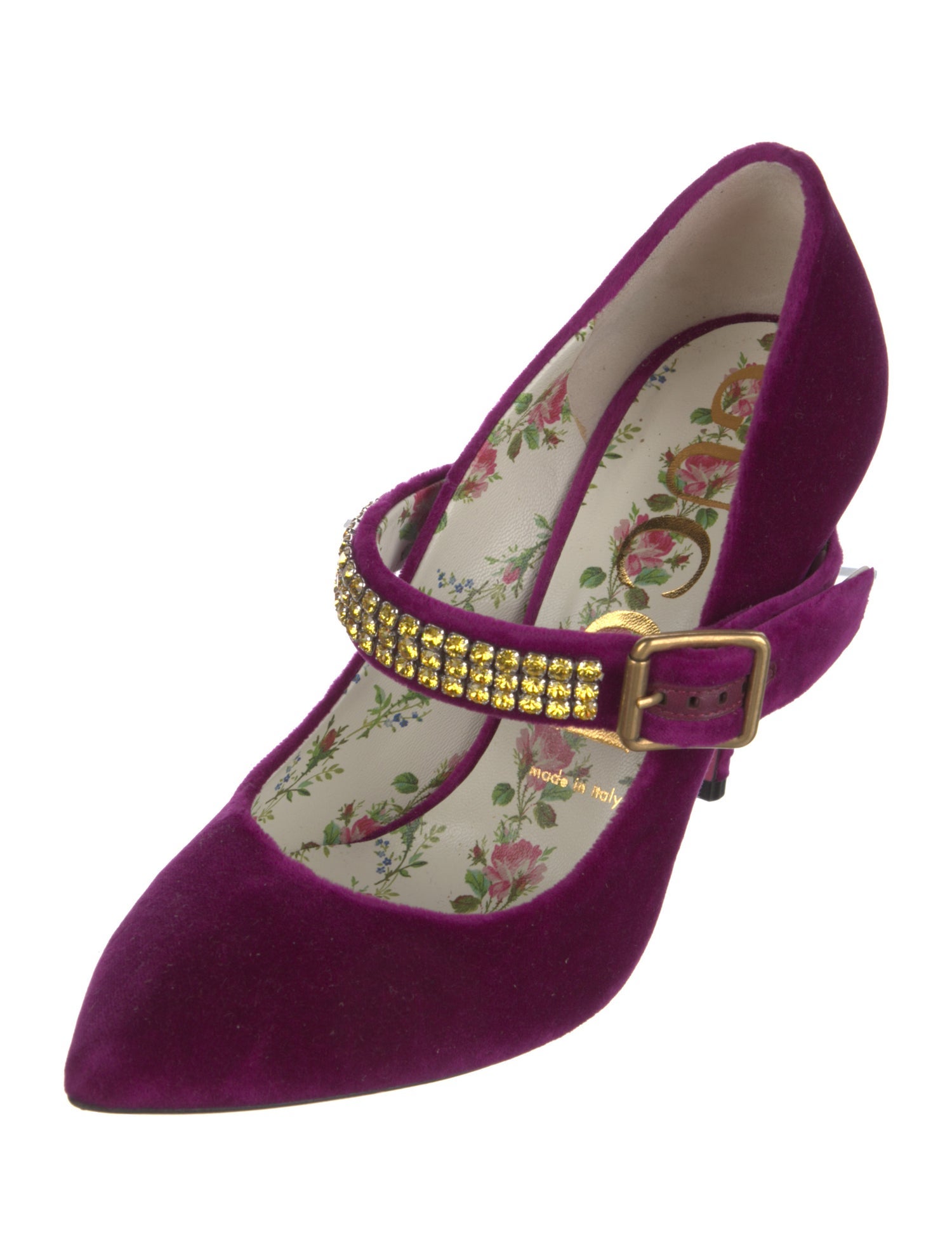 Gucci Velvet Crystal Embellishments Pumps