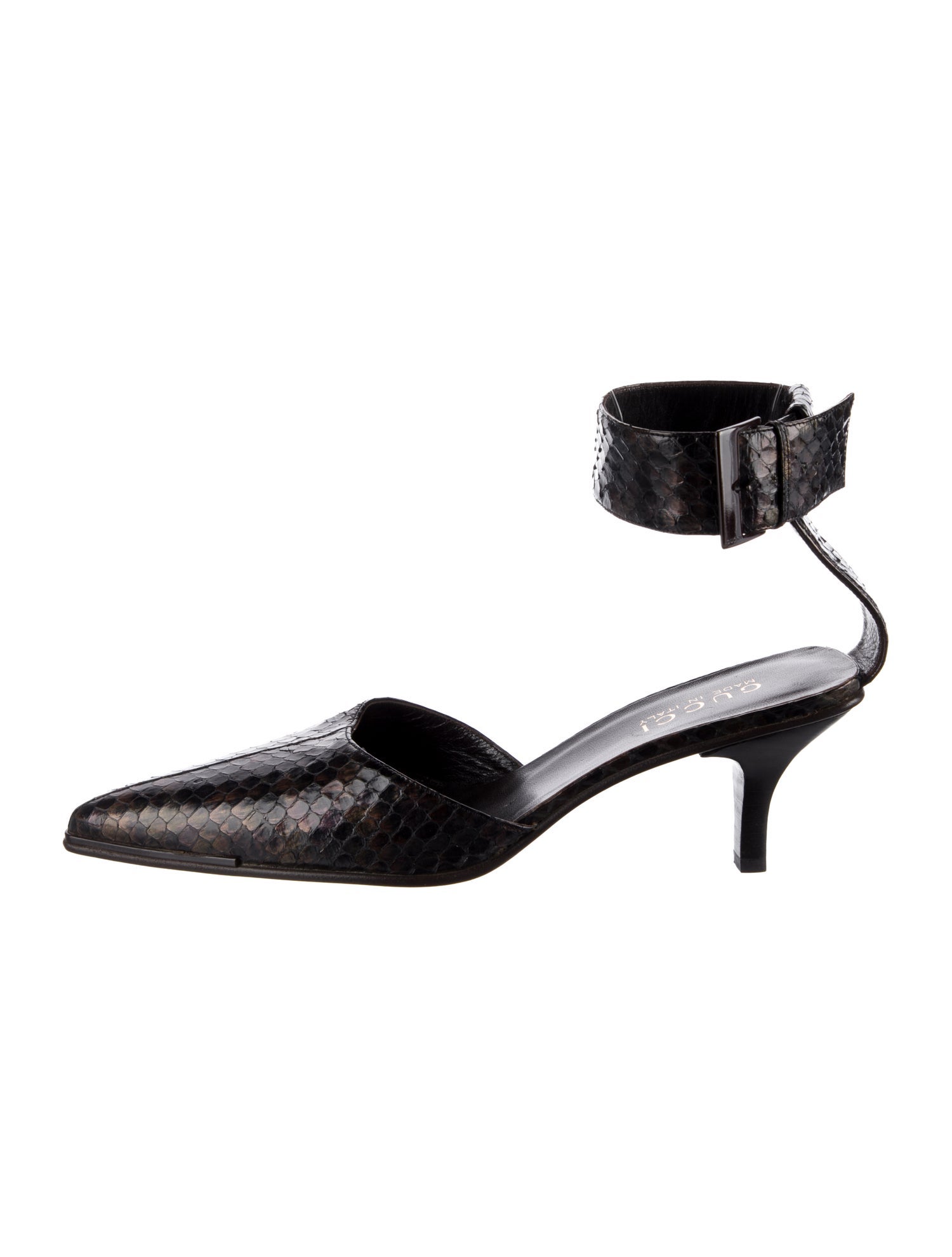 Gucci Snakeskin Leather Trim Embellishment D'Orsay Pumps