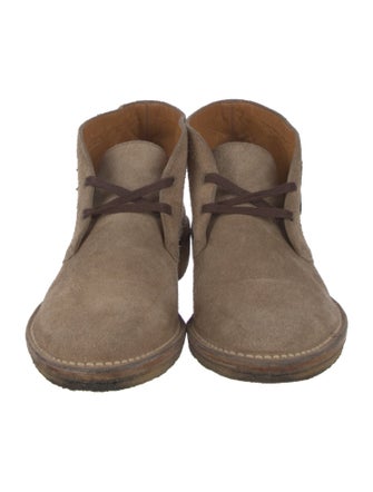 Gucci Suede Graphic Print Lace-Up Boots