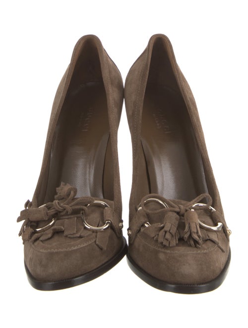 Gucci Horsebit Accent Suede Pumps