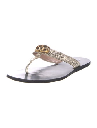 Gucci Double G Logo Leather Slides