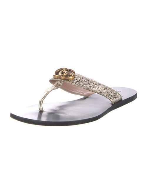 Gucci Double G Logo Leather Slides