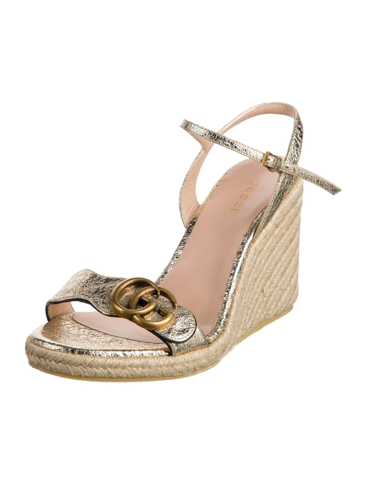 Gucci Double G Logo Leather Espadrilles