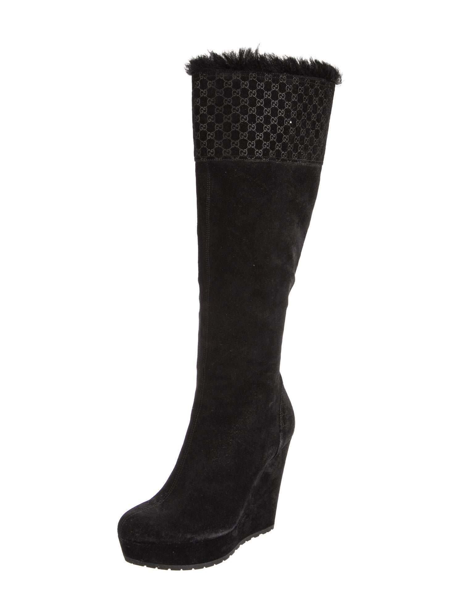 Gucci Microguccissima Pattern Suede Boots