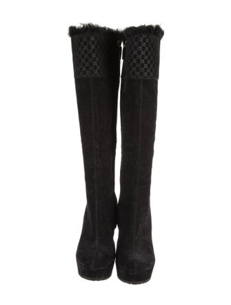 Gucci Microguccissima Pattern Suede Boots