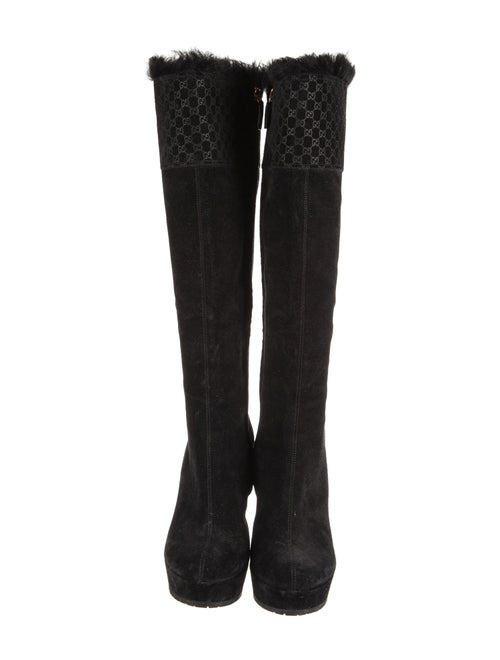 Gucci Microguccissima Pattern Suede Boots