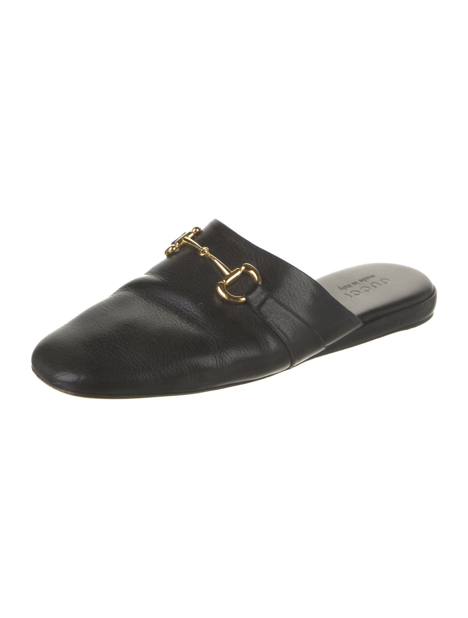 Gucci Horsebit Accent Leather Slippers