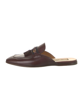 Gucci Web Accent Leather Slippers
