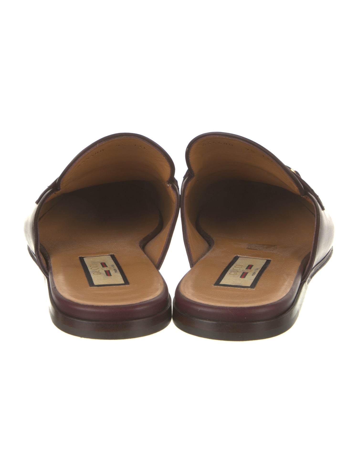 Gucci Web Accent Leather Slippers