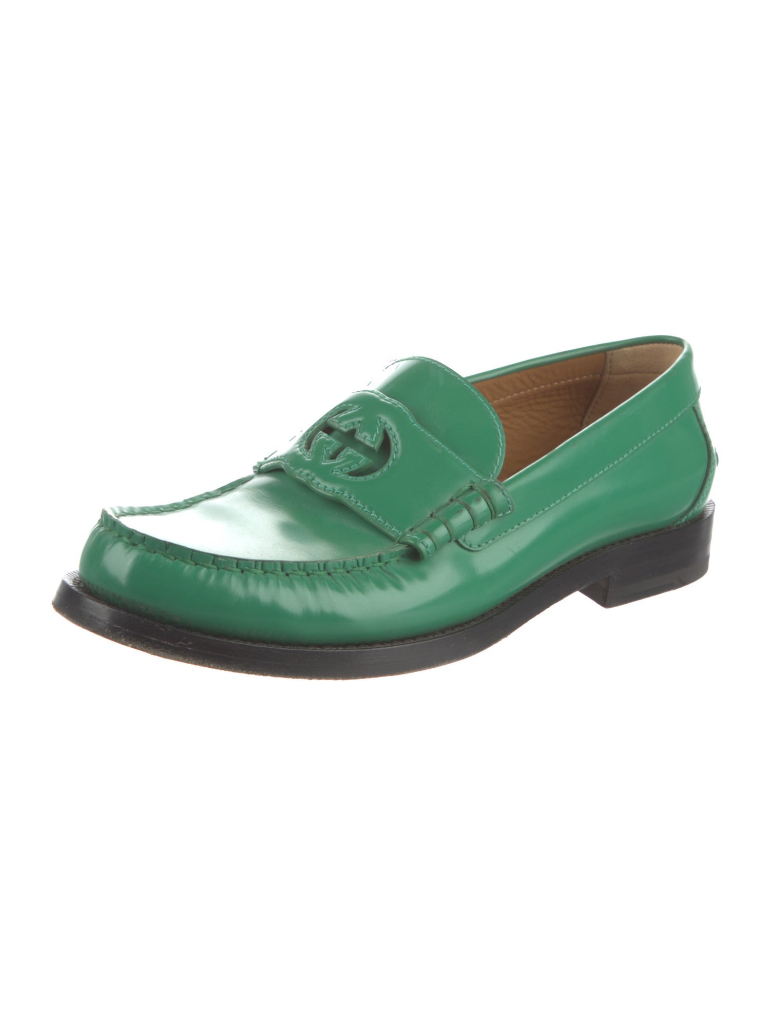 Gucci Interlocking G Logo Leather Loafers