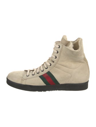 Gucci Web Accent Suede Wedge Sneakers