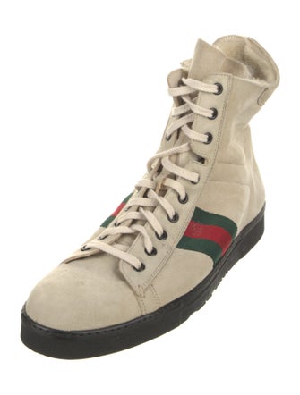 Gucci Web Accent Suede Wedge Sneakers