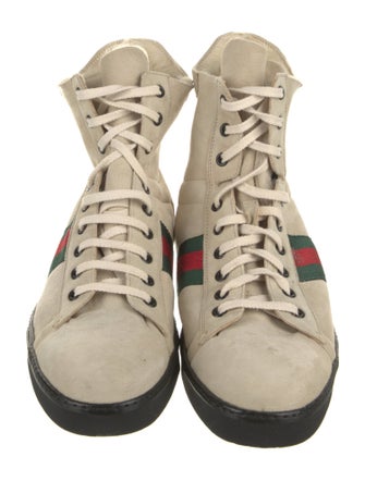 Gucci Web Accent Suede Wedge Sneakers