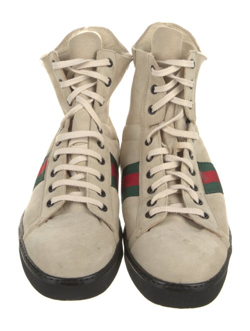 Gucci Web Accent Suede Wedge Sneakers