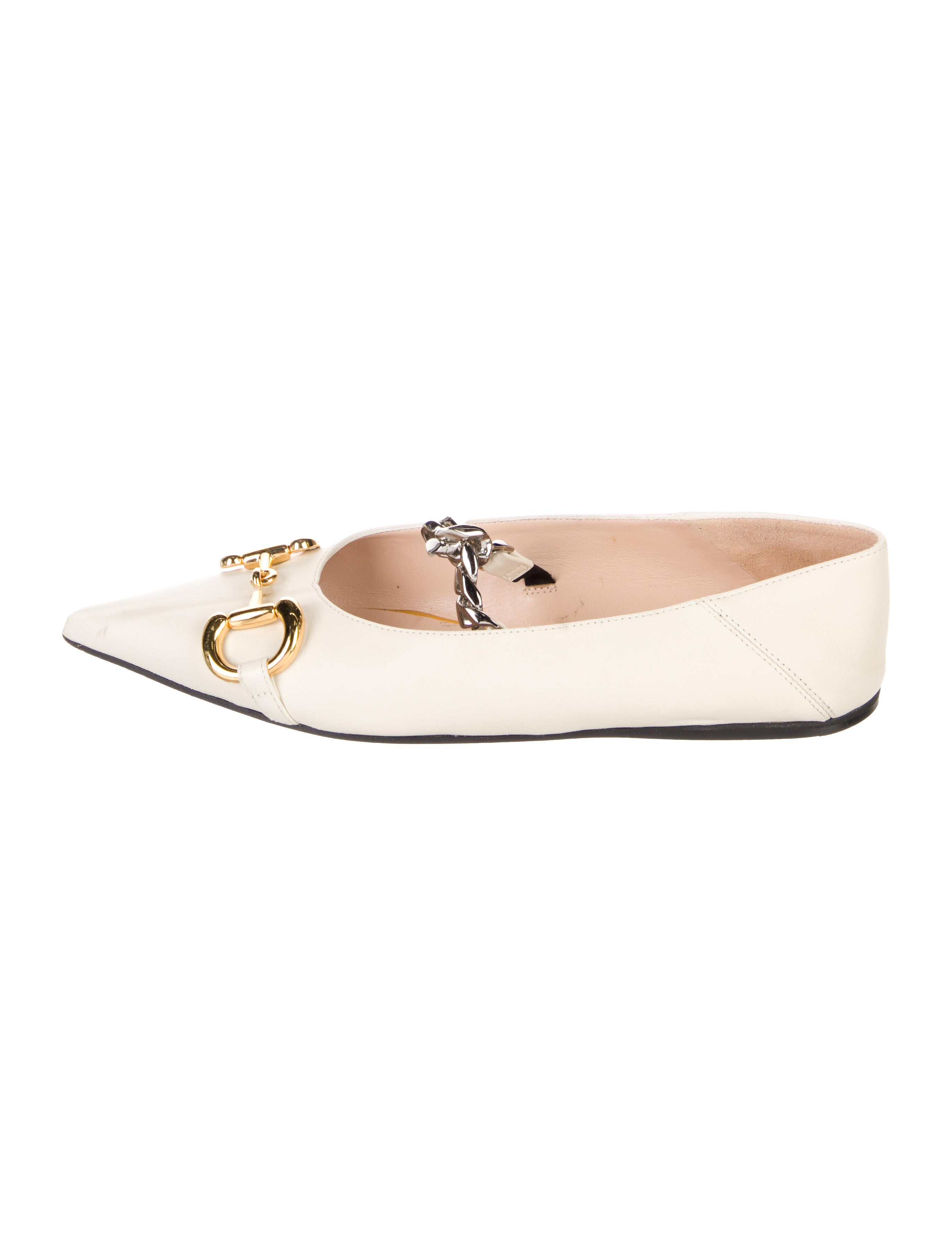 Gucci Horsebit Accent Leather Ballet Flats