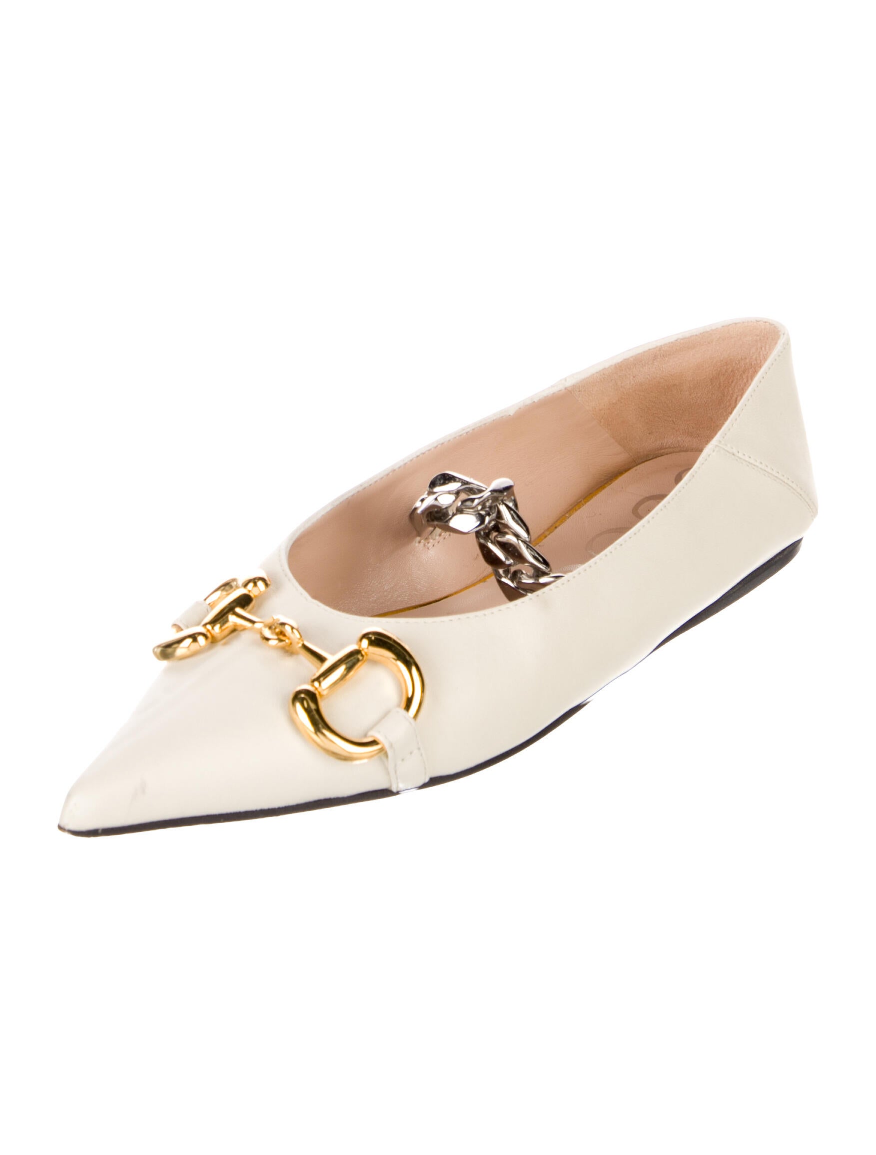 Gucci Horsebit Accent Leather Ballet Flats