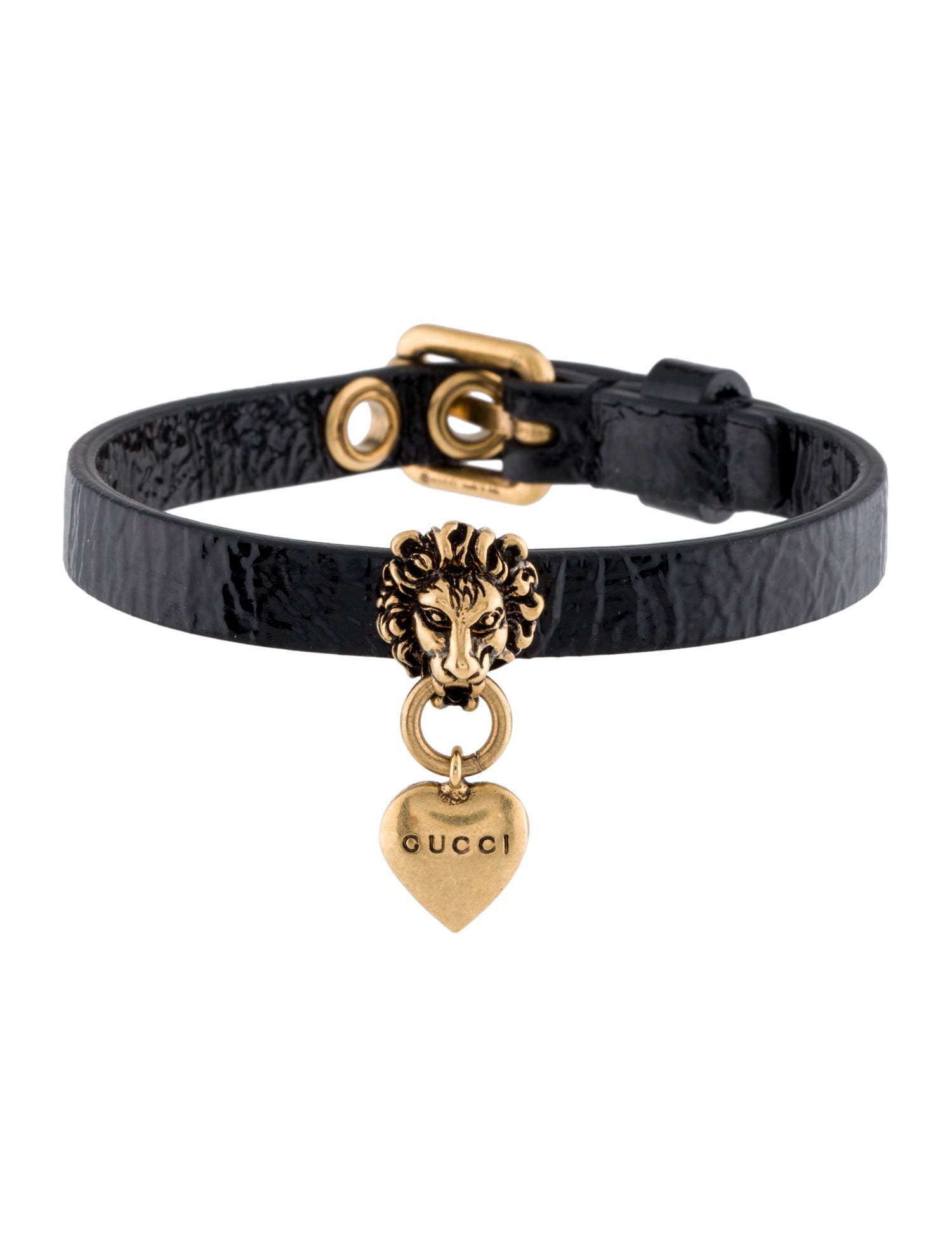 Gucci Leather Lion Head Bracelet