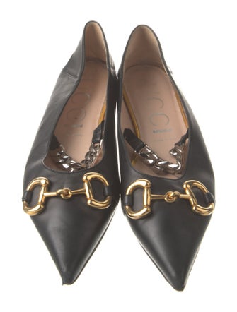 Gucci Horsebit Accent Leather Ballet Flats