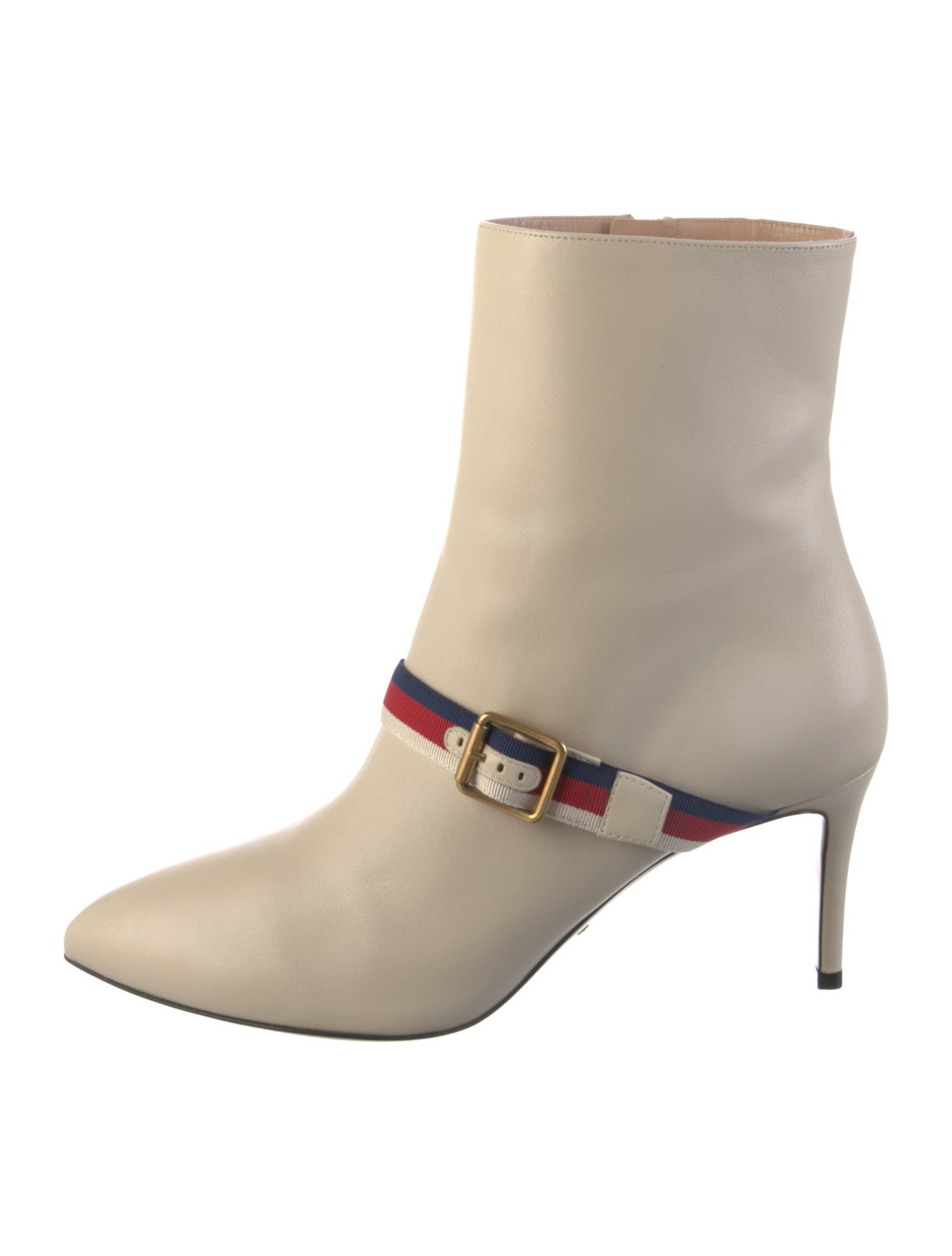 Gucci Sylvie Web Accent Leather Boots w/ Tags