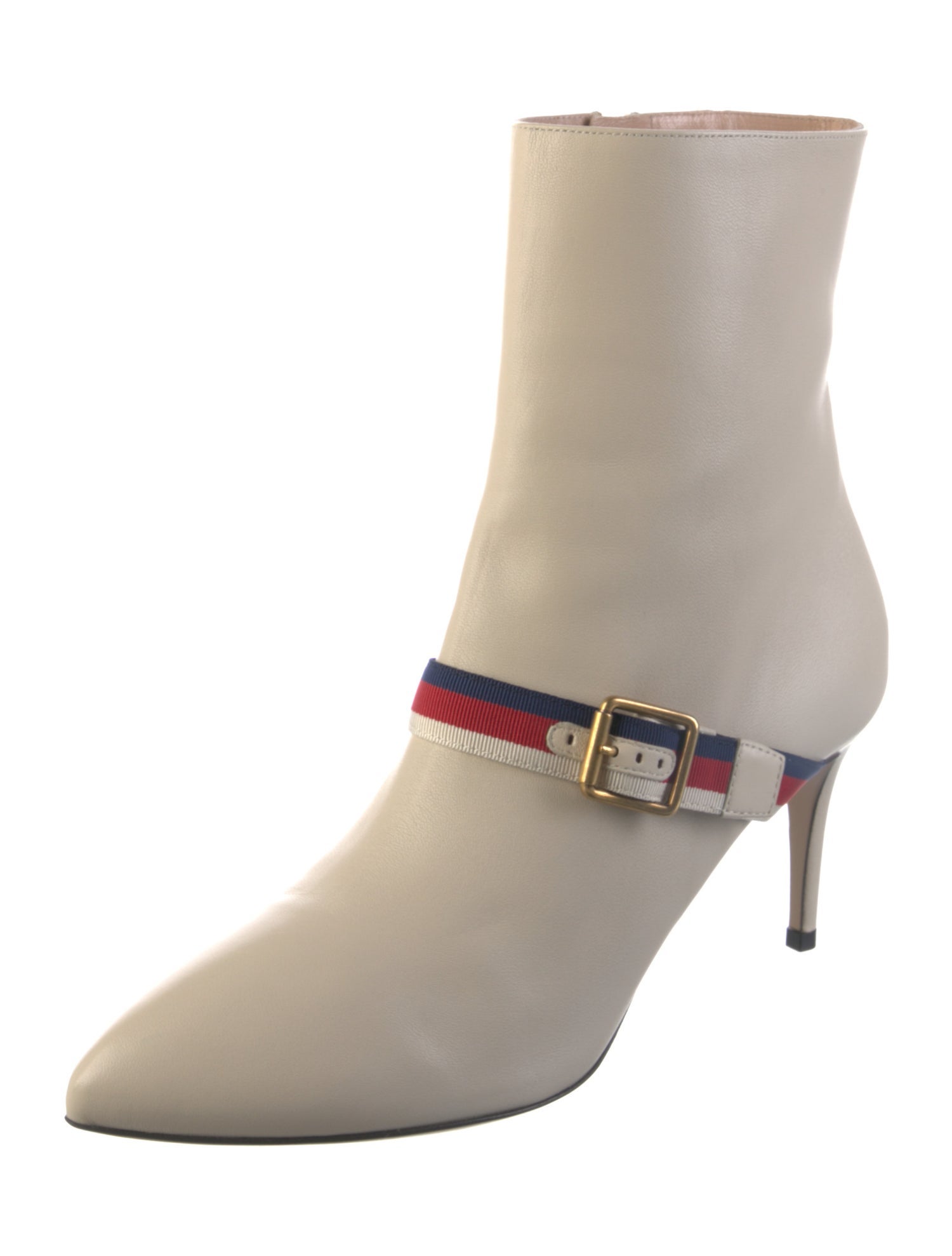 Gucci Sylvie Web Accent Leather Boots w/ Tags
