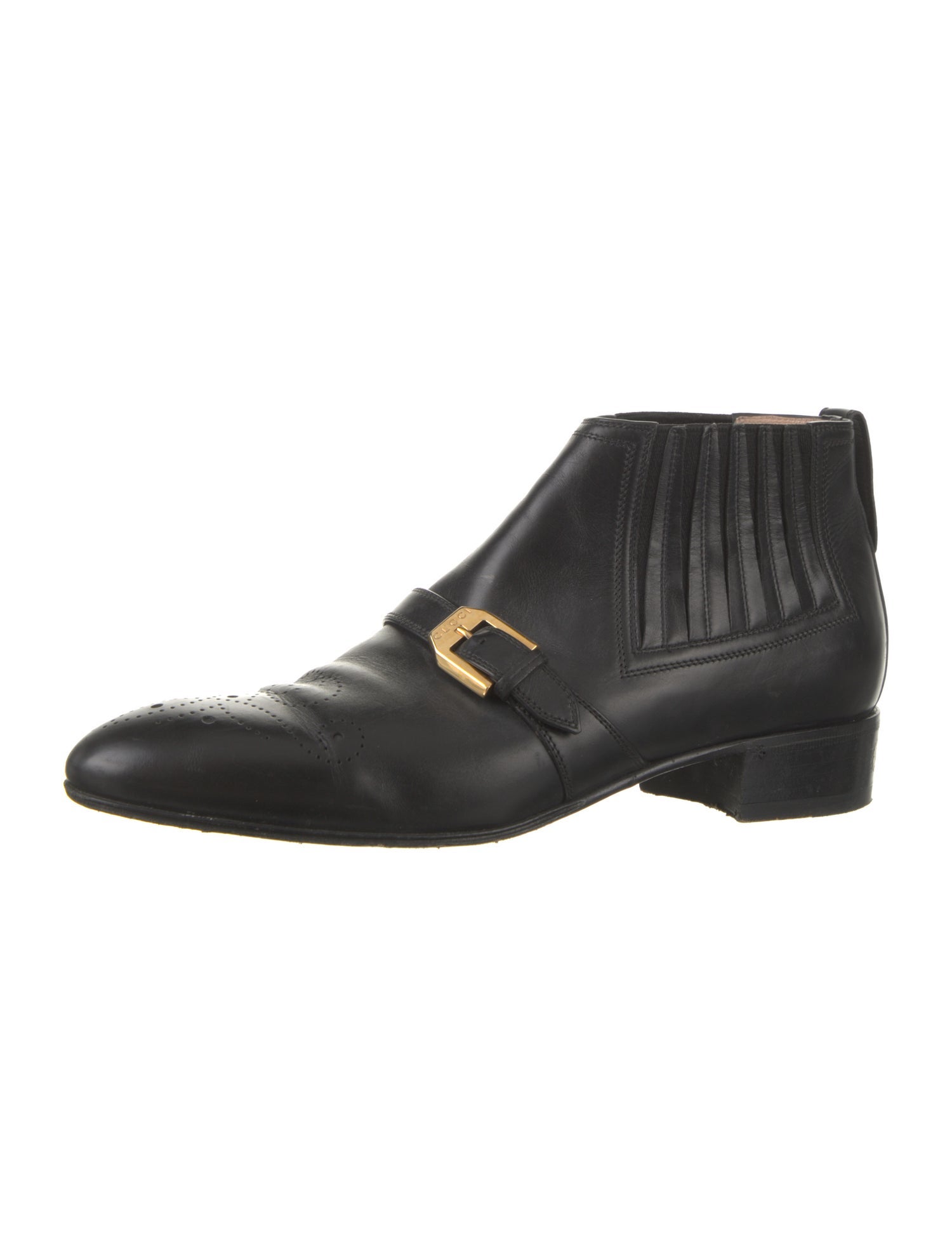 Gucci Leather Lasercut Accents Chelsea Boots